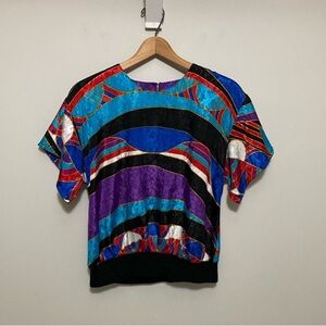 Vintage Gianna Colorful Women’s Top, Size 8 Medium, 1980’s Vibe retro shirt